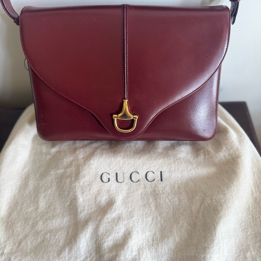 Gucci Deep Red Leather Shoulder Bag